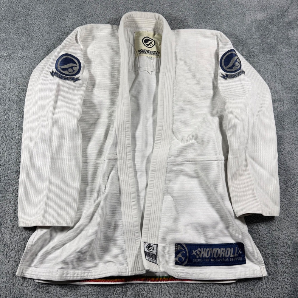Shoyoroll Kimono Jacket Top Mens 3L White Lepri World Tour Patches Jiu Jitsu